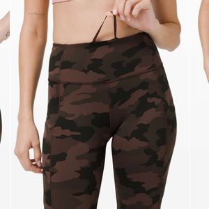 lululemon fast & free short, heritage brown camo, size 10